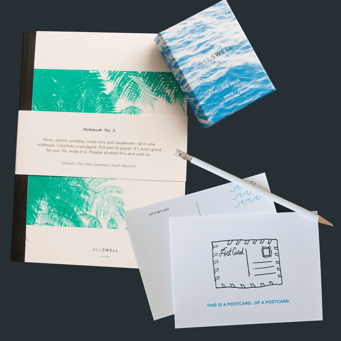 AllSwell Creative Notebook, Deck and Postcard Set Gift Pack (Notebook 